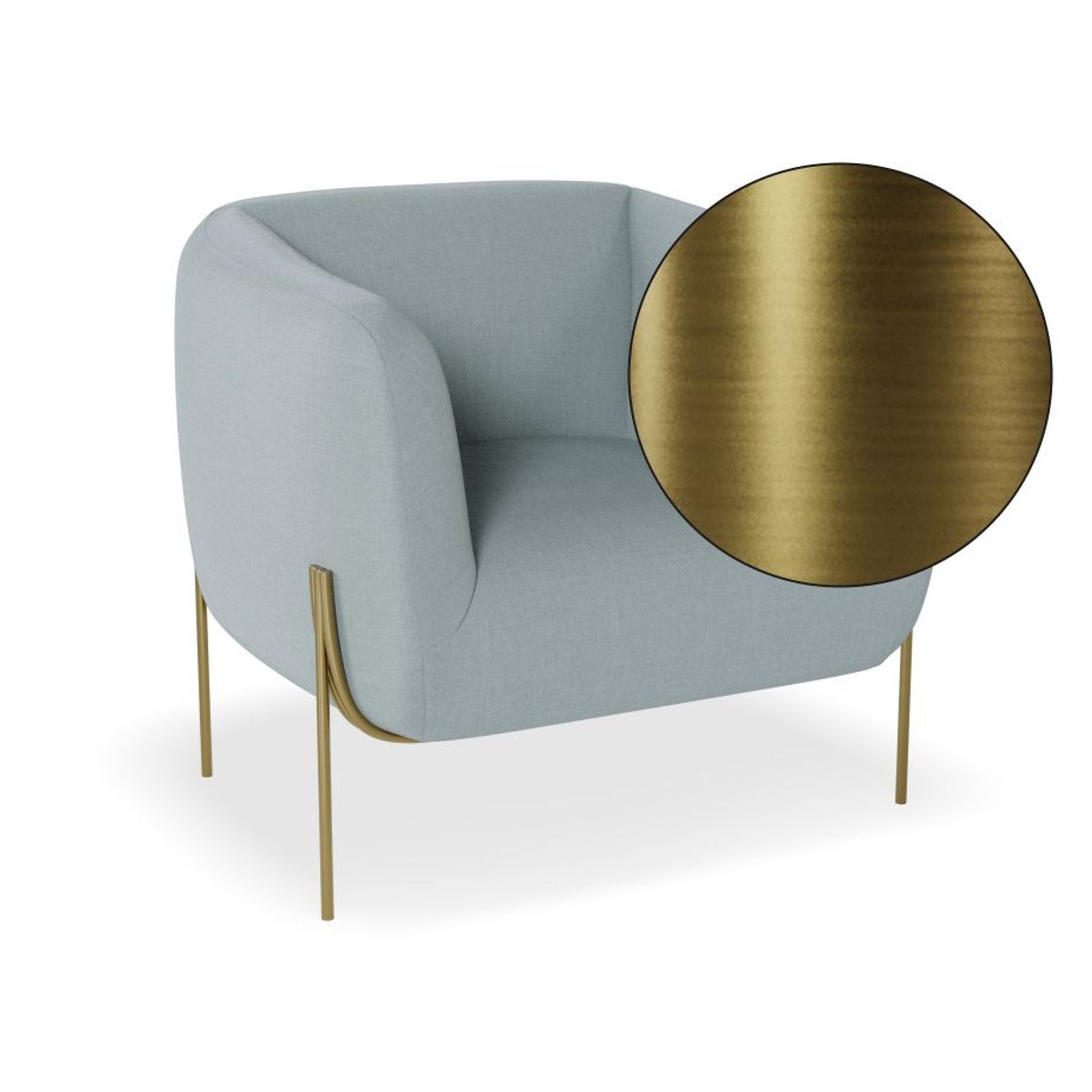 Belle Lounge Chair - Sky Blue - Brushed Matt Gold Legs gallery detail image