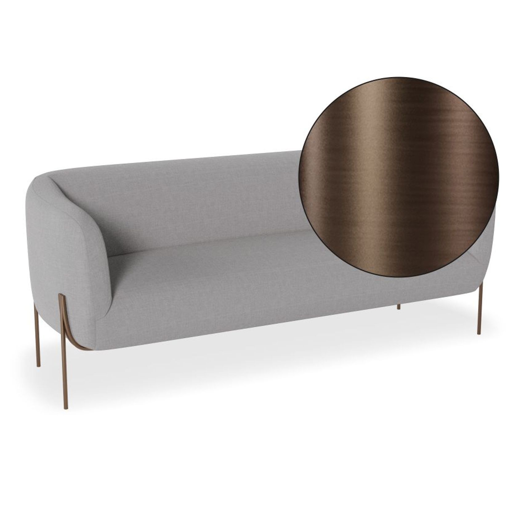 Belle 2.5 Seater Sofa -Cloud Grey w Brushed Matt Bronze gallery detail image
