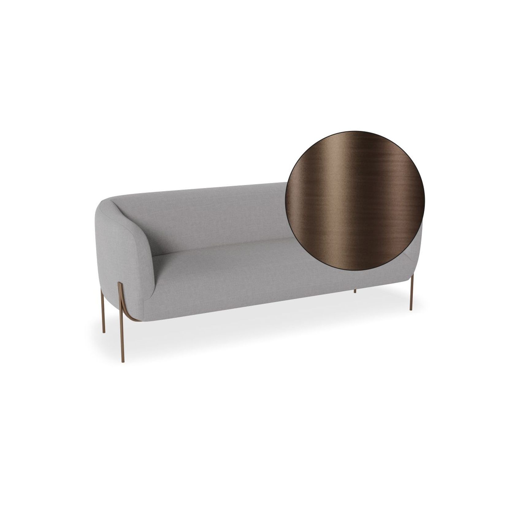 Belle 2.5 Seater Sofa - Cloud Grey w Brushed Matt Gold gallery detail image