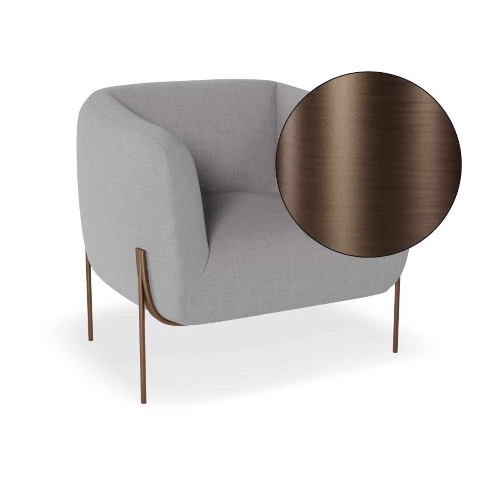 Belle Lounge Chair -Cloud Grey Brushed Matt Bronze Legs gallery detail image
