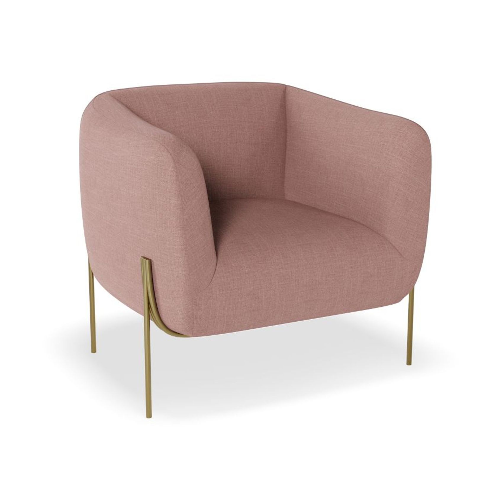Belle Lounge Chair -Blush Pink Brushed Matt Bronze Legs gallery detail image