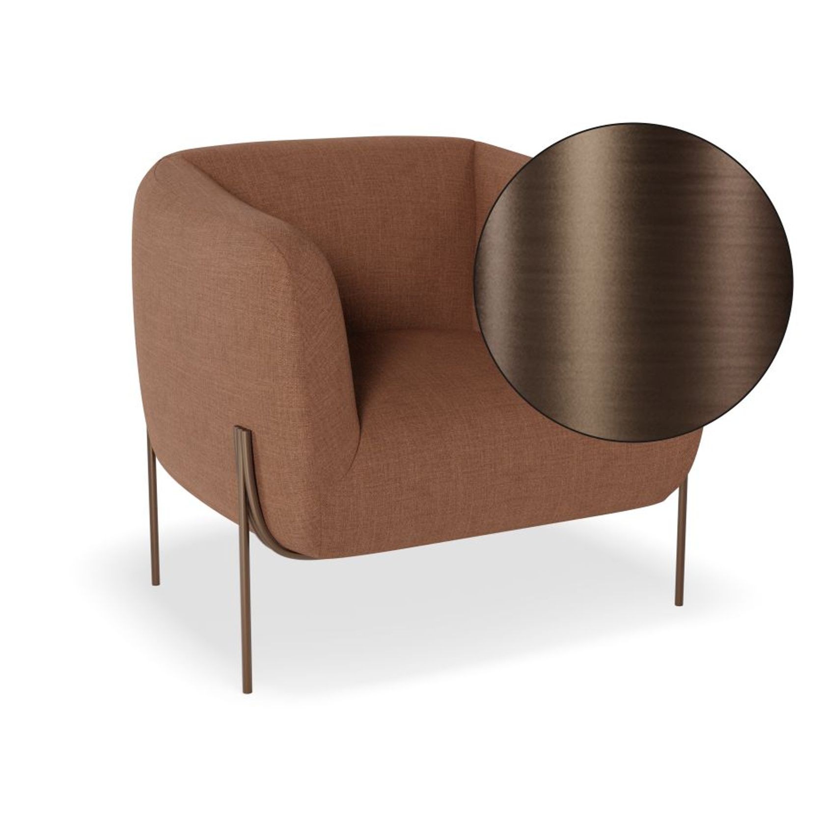 Belle Lounge Chair - Terracotta Rust - Brushed Matt Gold Legs gallery detail image