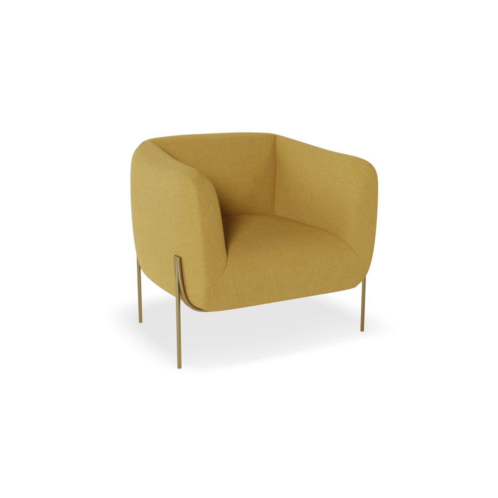 Belle Lounge Chair - Tuscan Yellow - Brushed Matt Gold Legs gallery detail image