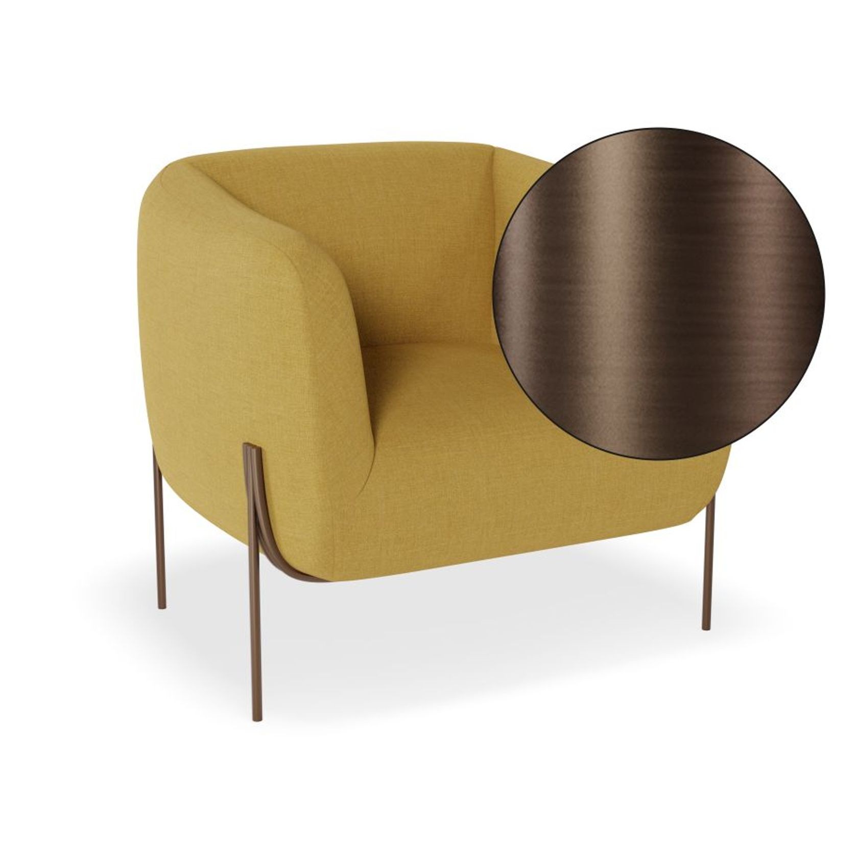 Belle Lounge Chair - Tuscan Yellow - Brushed Matt Bronze Legs gallery detail image