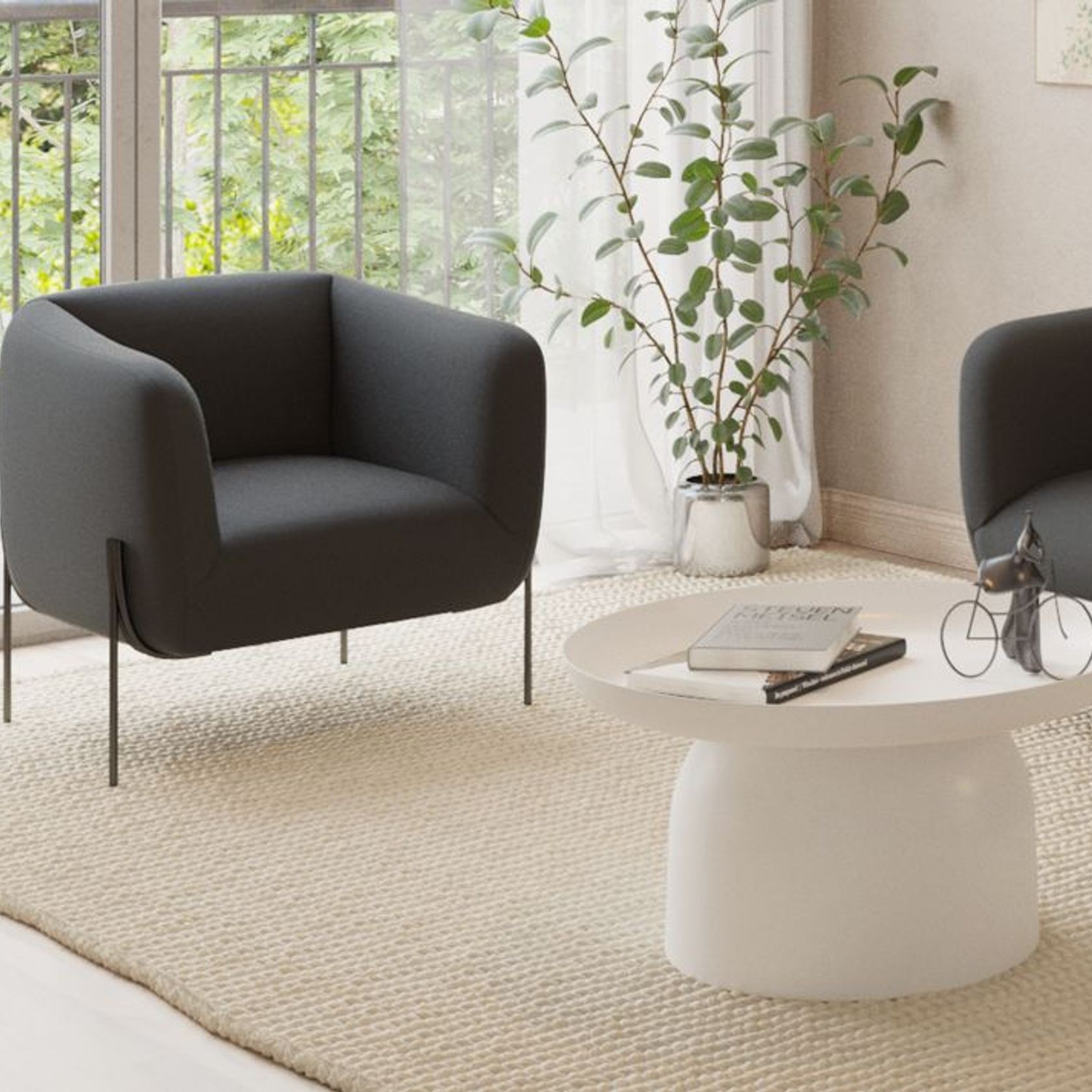 Belle Lounge Chair - Storm Grey -Brushed Matt Gold Legs gallery detail image