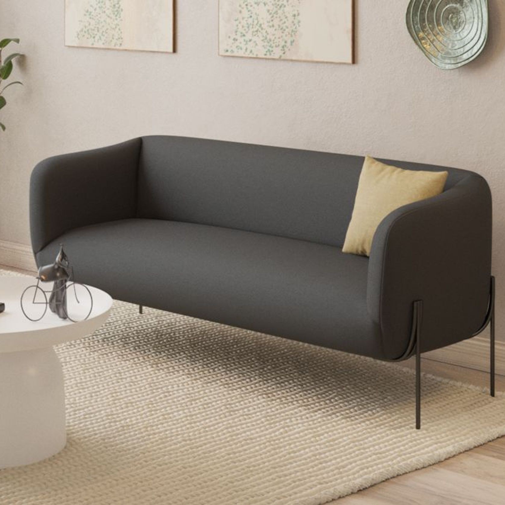 Belle 2.5 Seater Sofa - Storm Grey - Matt Black Legs gallery detail image