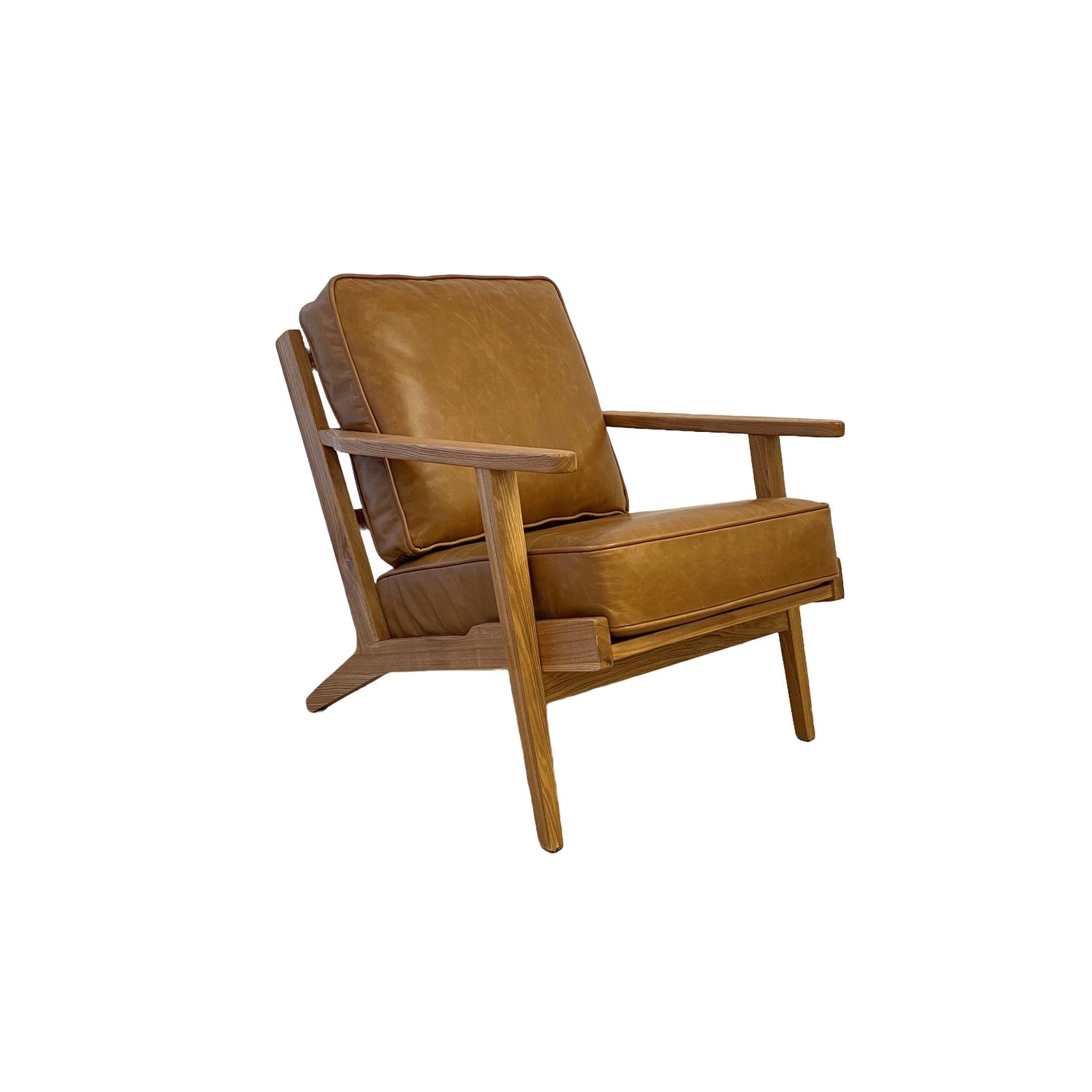 Lodge Armchair - Camel Leather | Oak Frame gallery detail image