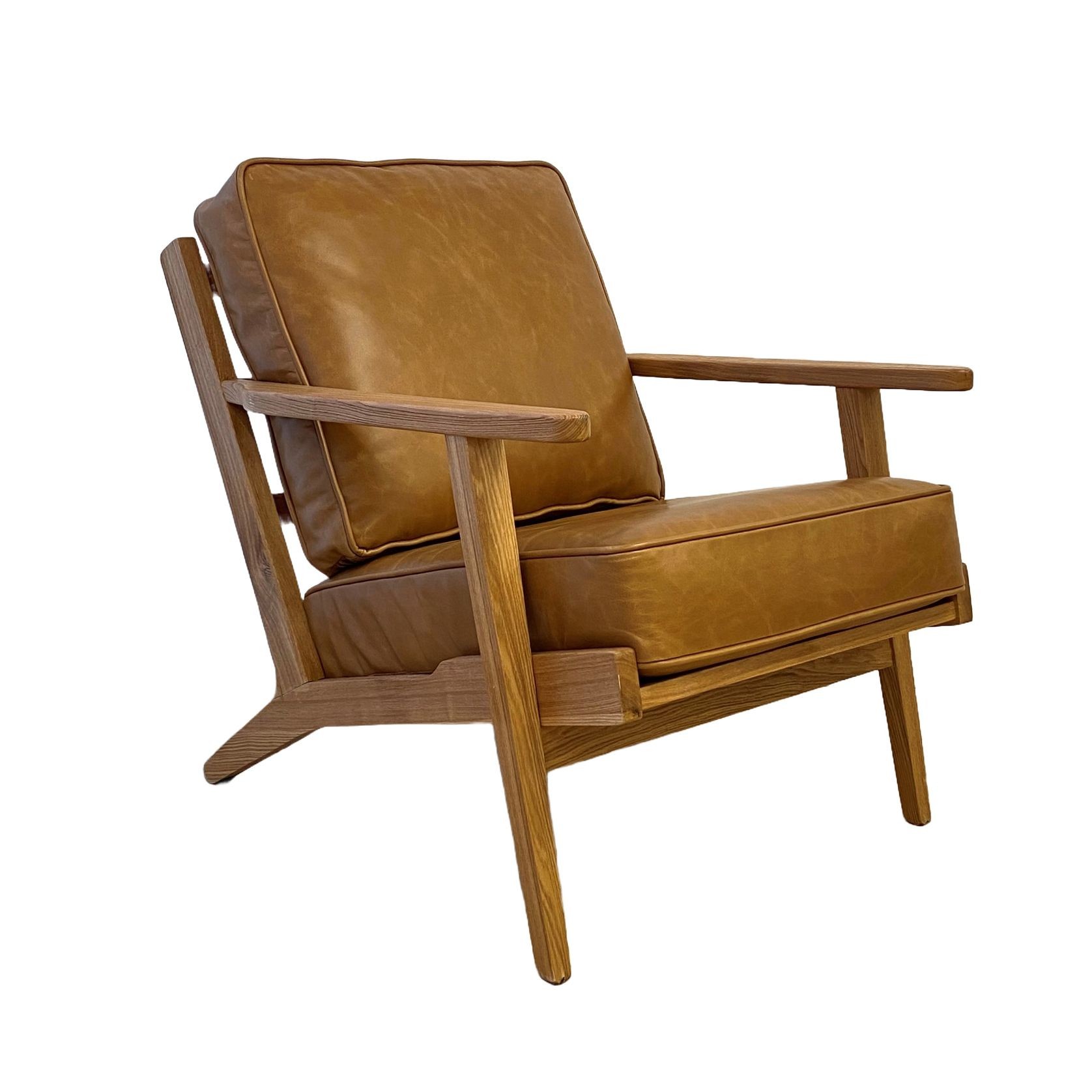 Lodge Armchair - Camel Leather | Oak Frame gallery detail image