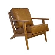 Lodge Armchair - Camel Leather | Oak Frame gallery detail image