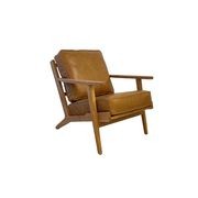 Lodge Armchair - Camel Leather | Oak Frame gallery detail image