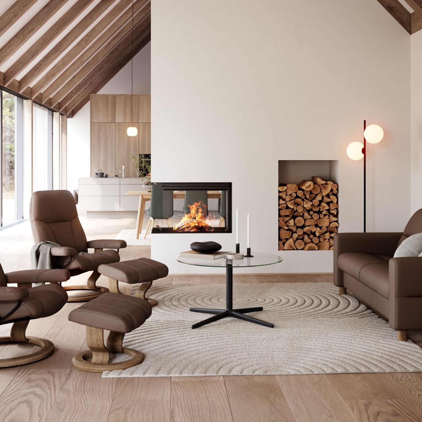 Stressless® Fiona Wood 2.5 Seater Sofa gallery detail image