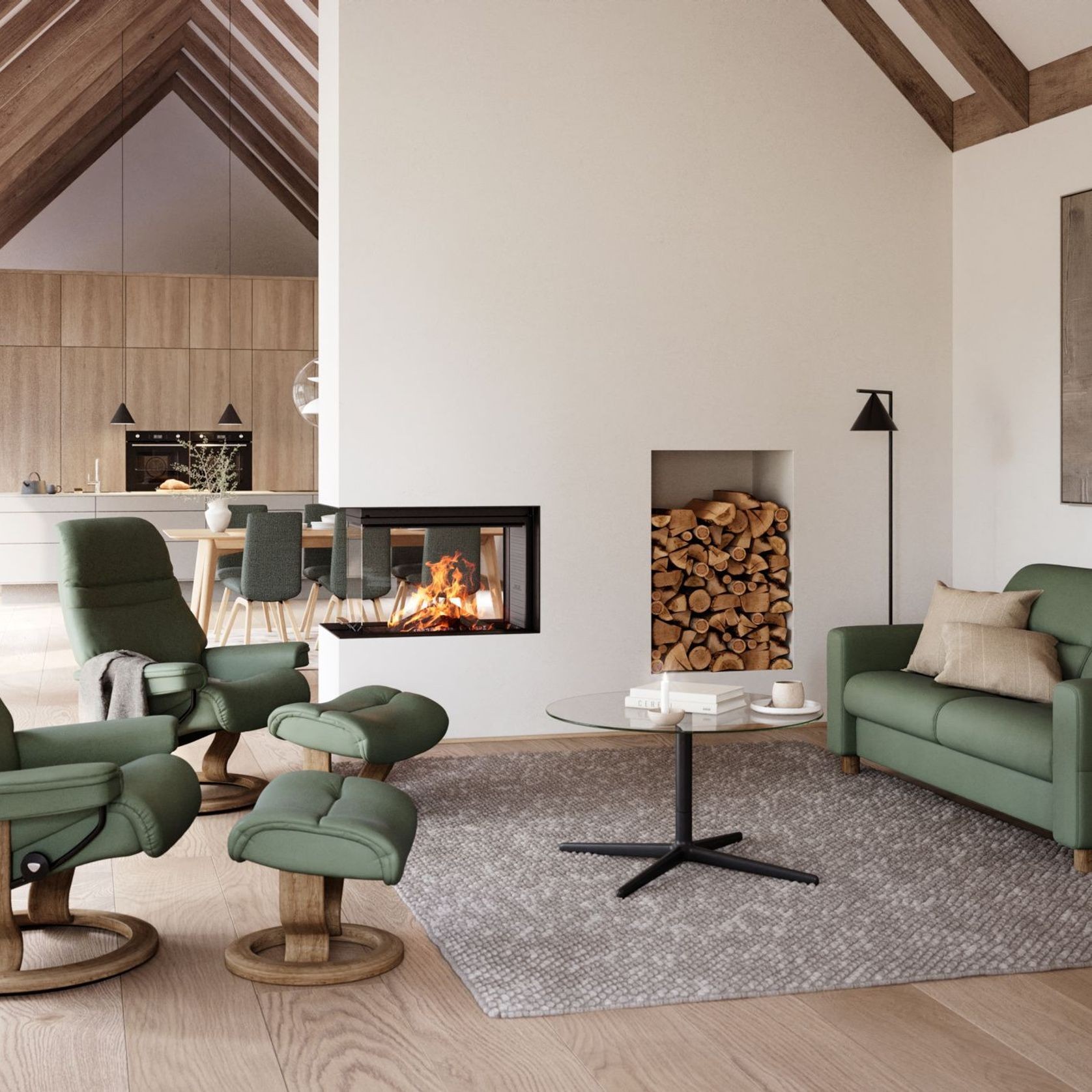 Stressless® Fiona Wood 2.5 Seater Sofa gallery detail image