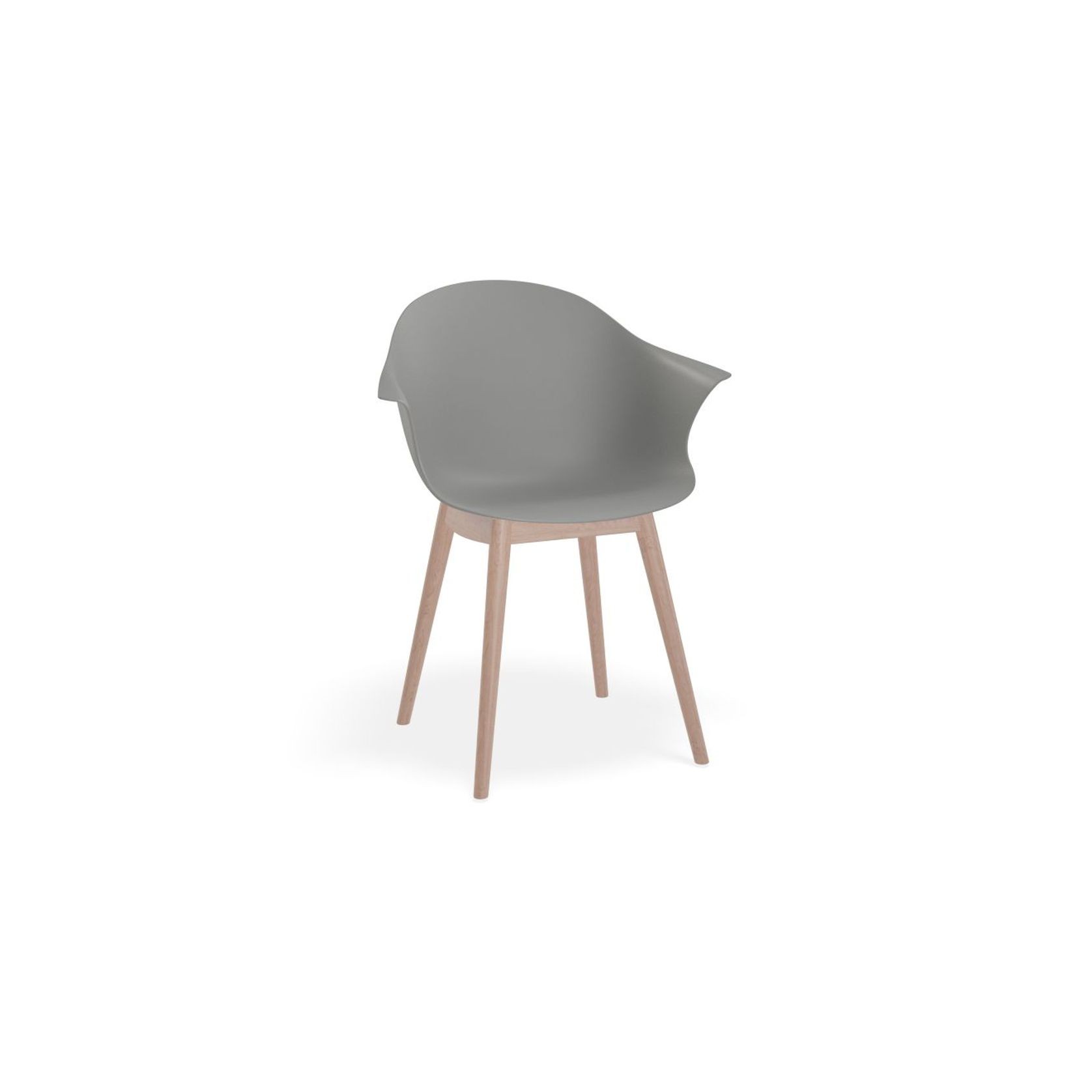 Pebble Armchair Grey with Shell Seat - Natural Beechwood Base gallery detail image