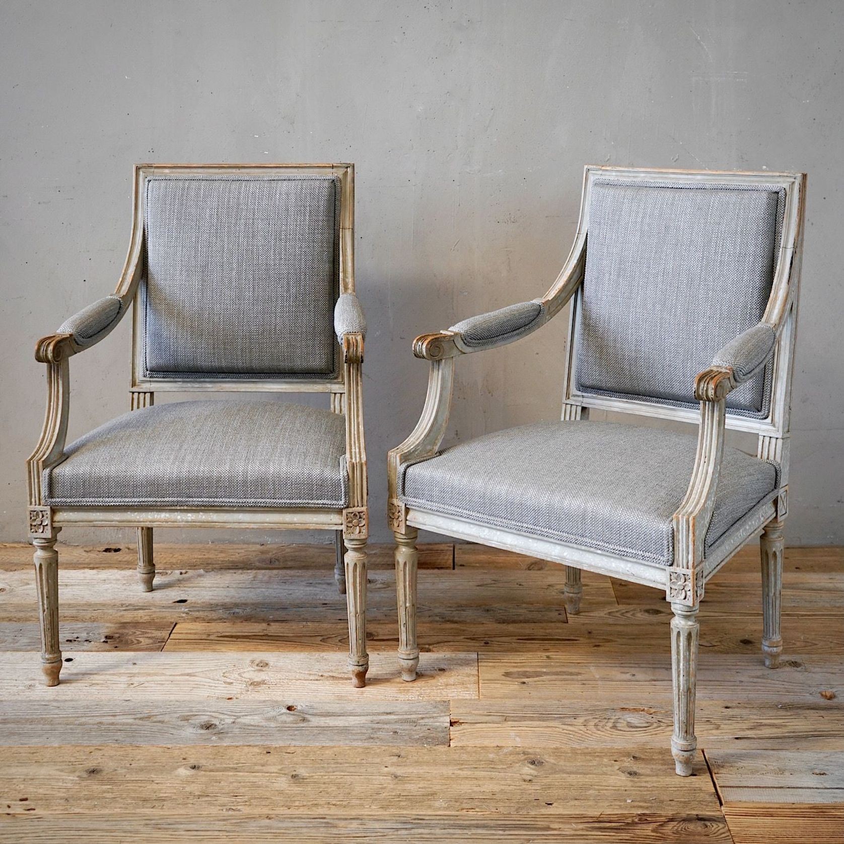 French Louis XVI Painted Armchairs (Pair) gallery detail image