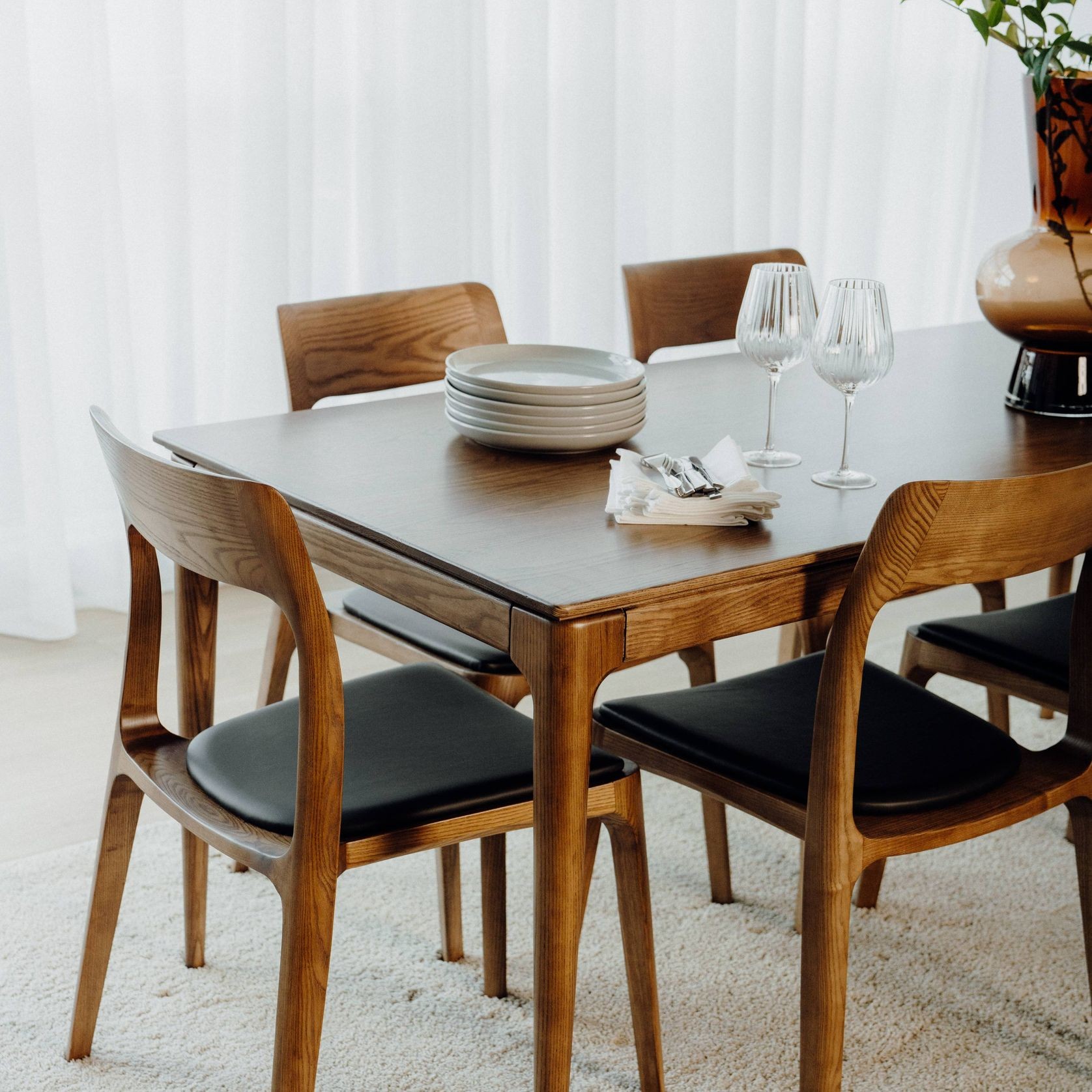 Ashton Leather Dining Chair | Black gallery detail image