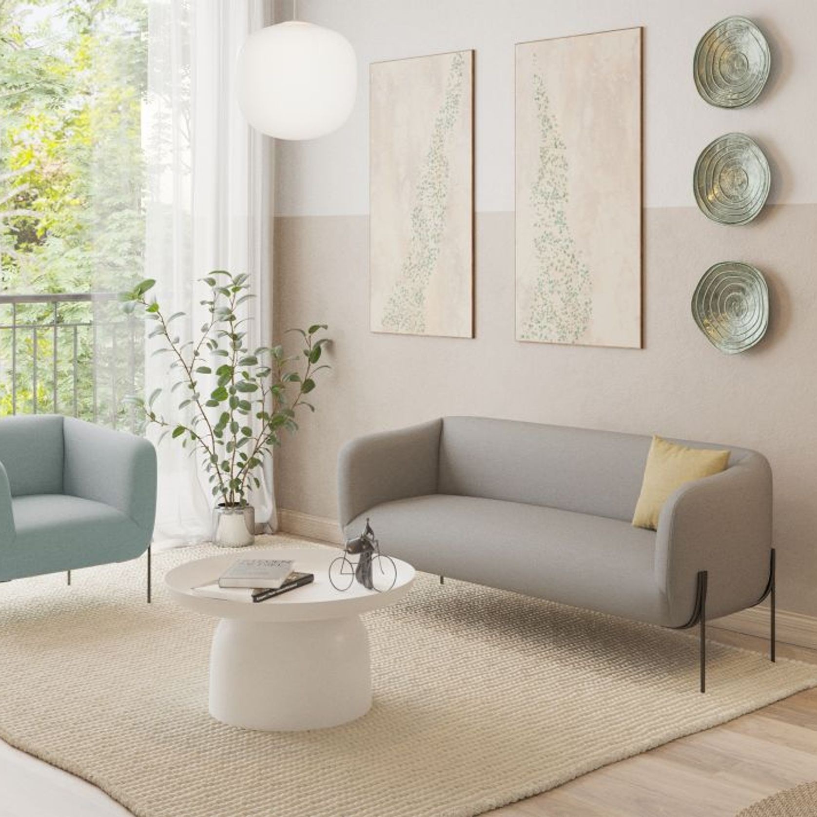 Belle Lounge Chair - Sky Blue - Matt Black Legs gallery detail image