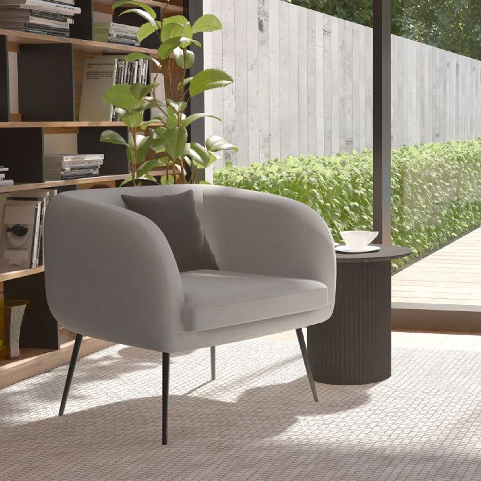 Amour Lounge Chair - Cloud Grey - Matt Black Legs gallery detail image