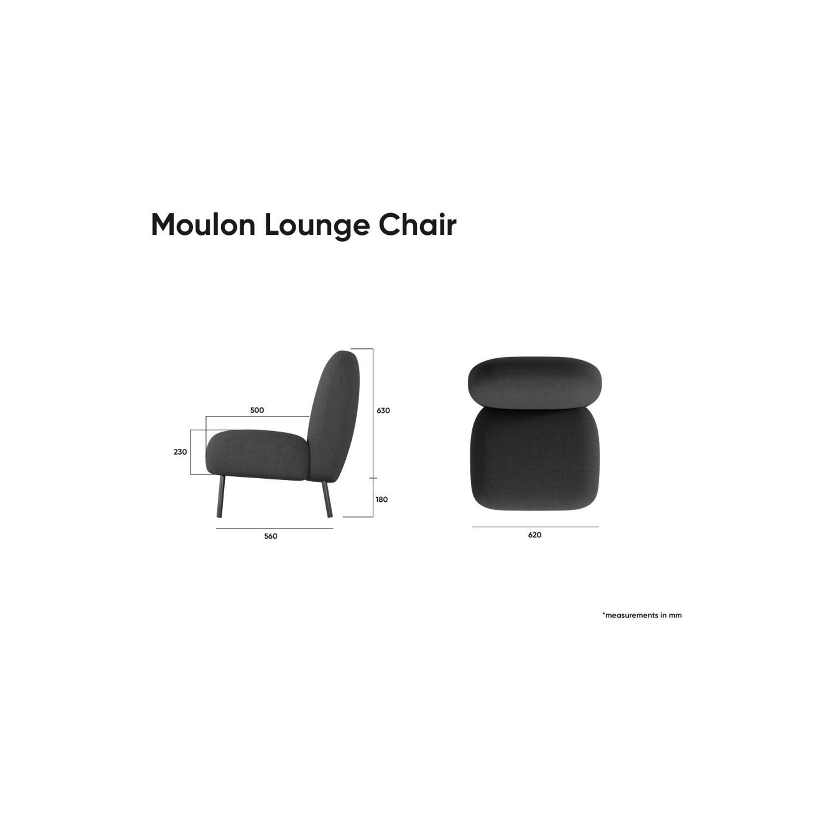 Moulon Lounge Chair - Elephant Boucle  - Matt Black Legs gallery detail image