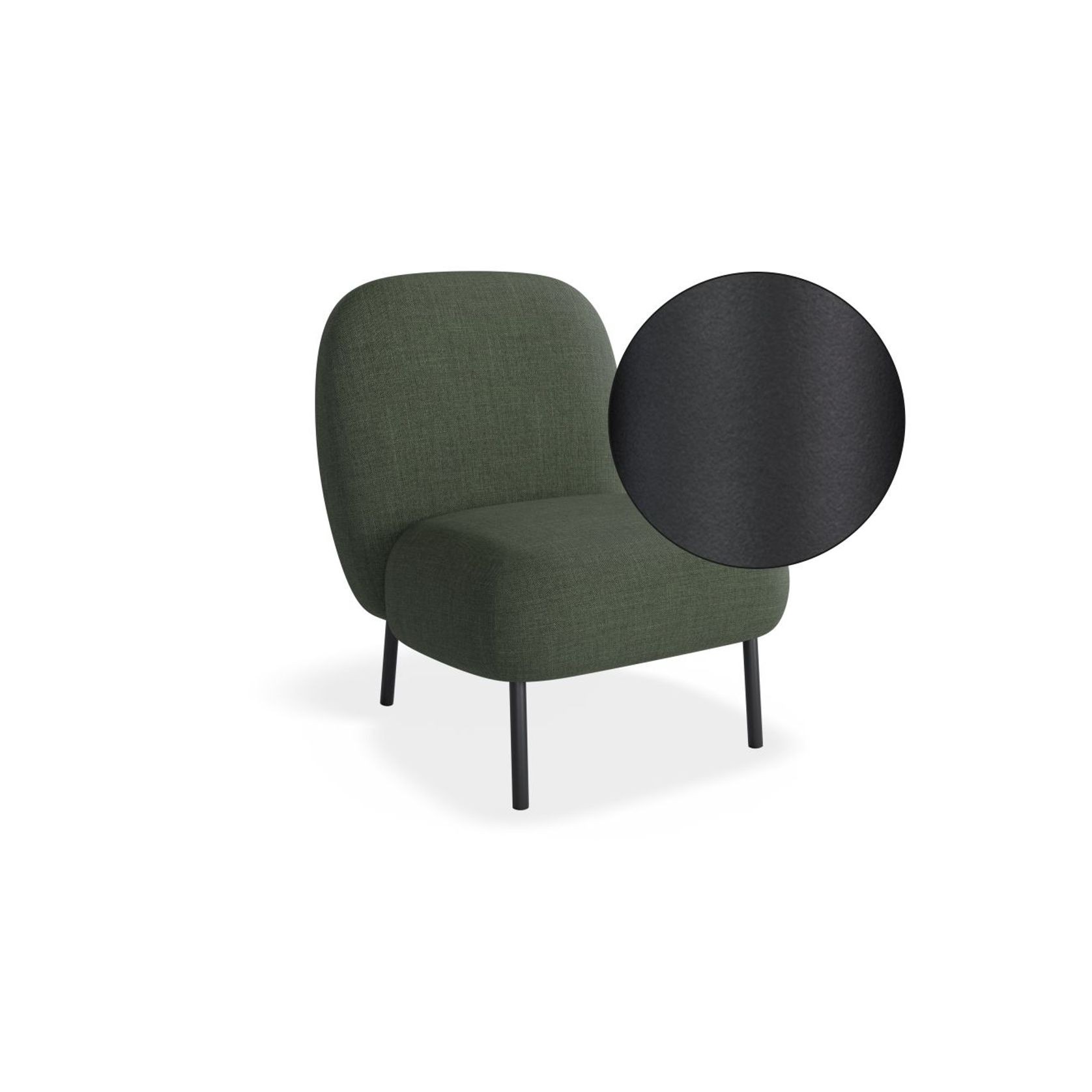 Moulon Lounge Chair - Kelp Green - Matt Black Legs gallery detail image
