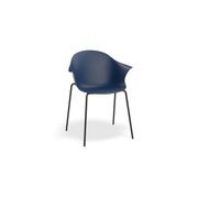 Pebble Armchair Navy Blue with Shell Seat - Sled Base with White Legs gallery detail image