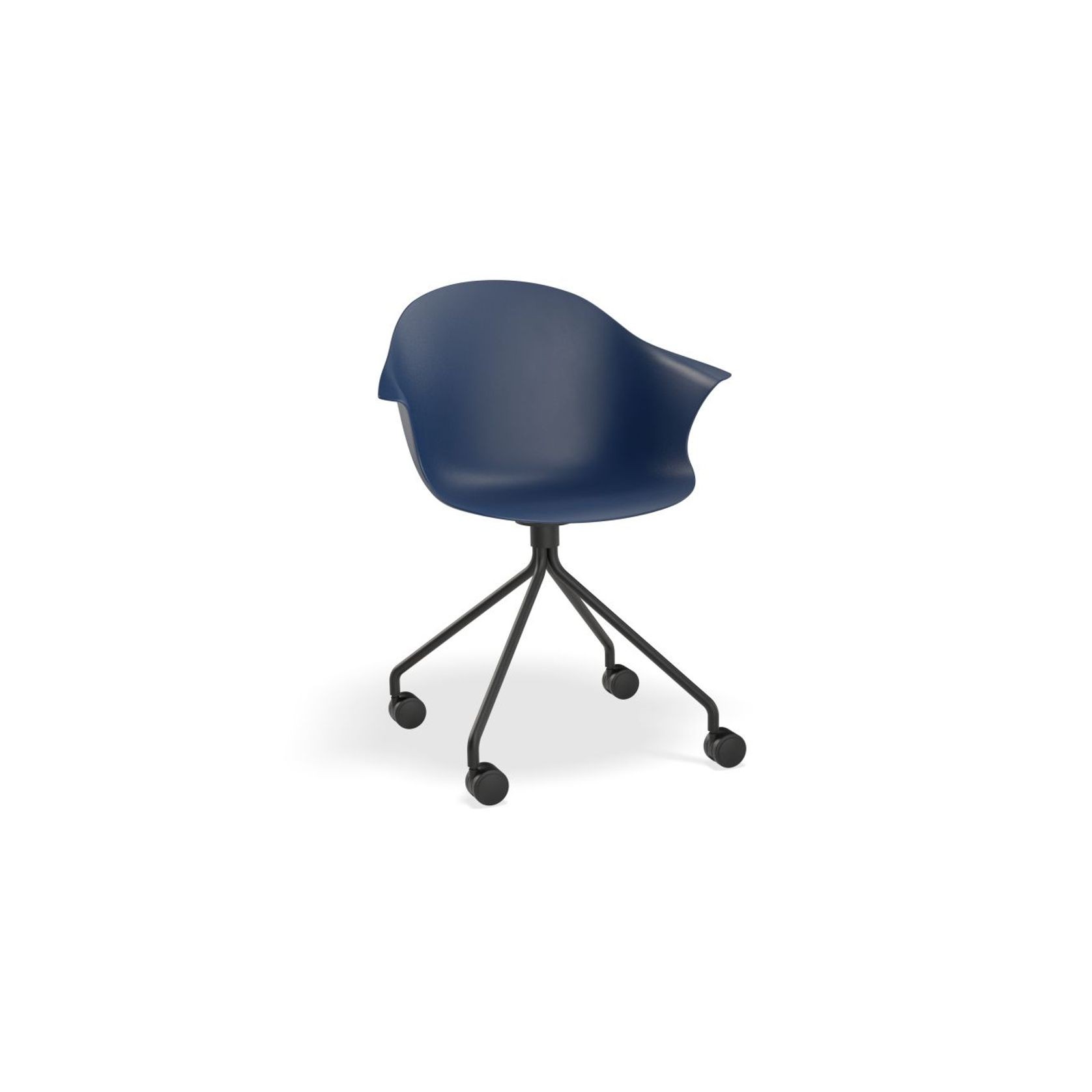 Pebble Armchair Navy Blue with Shell Seat - Sled Base with White Legs gallery detail image