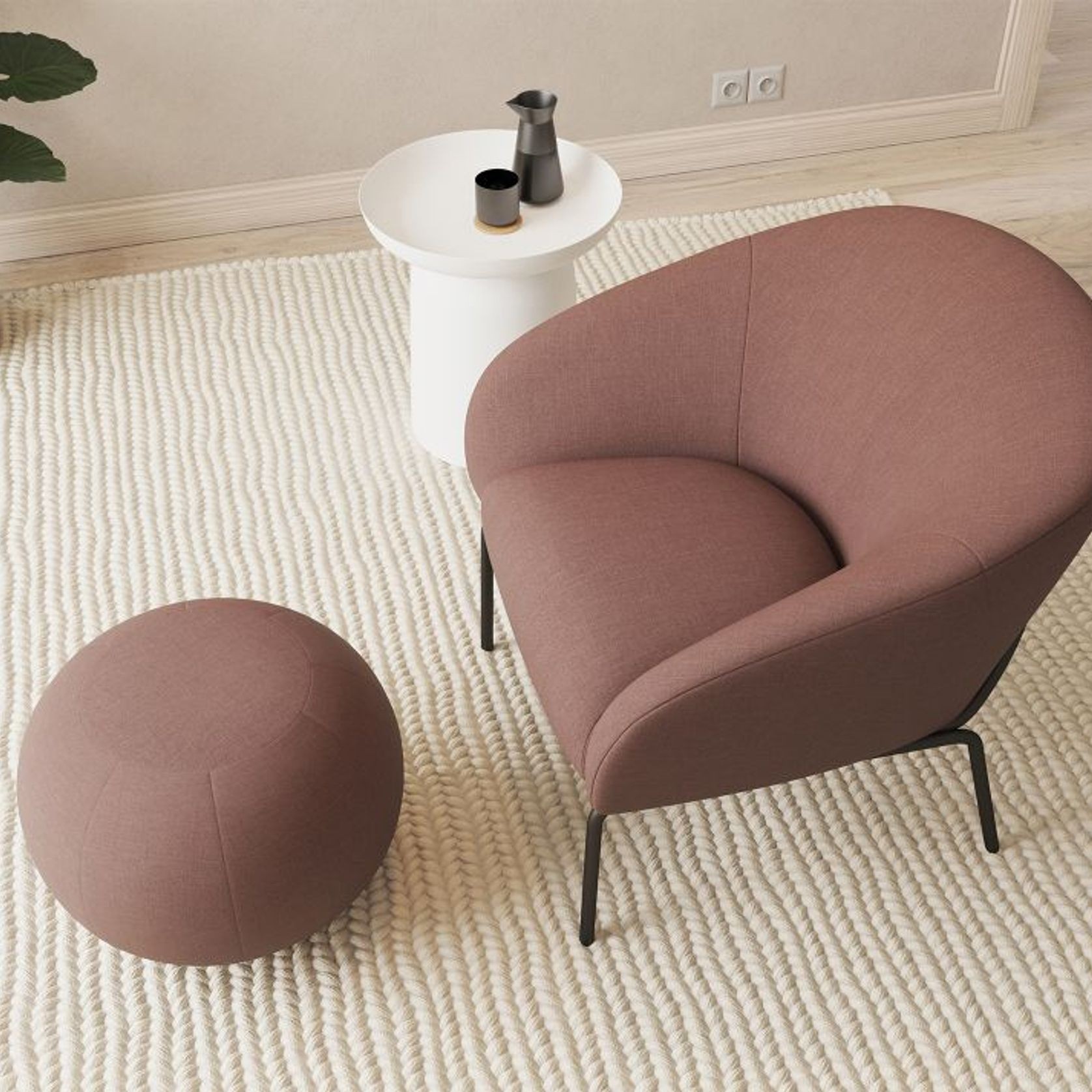 Solace Lounge Chair - Plush Pink - Brushed Matt Gold Legs gallery detail image