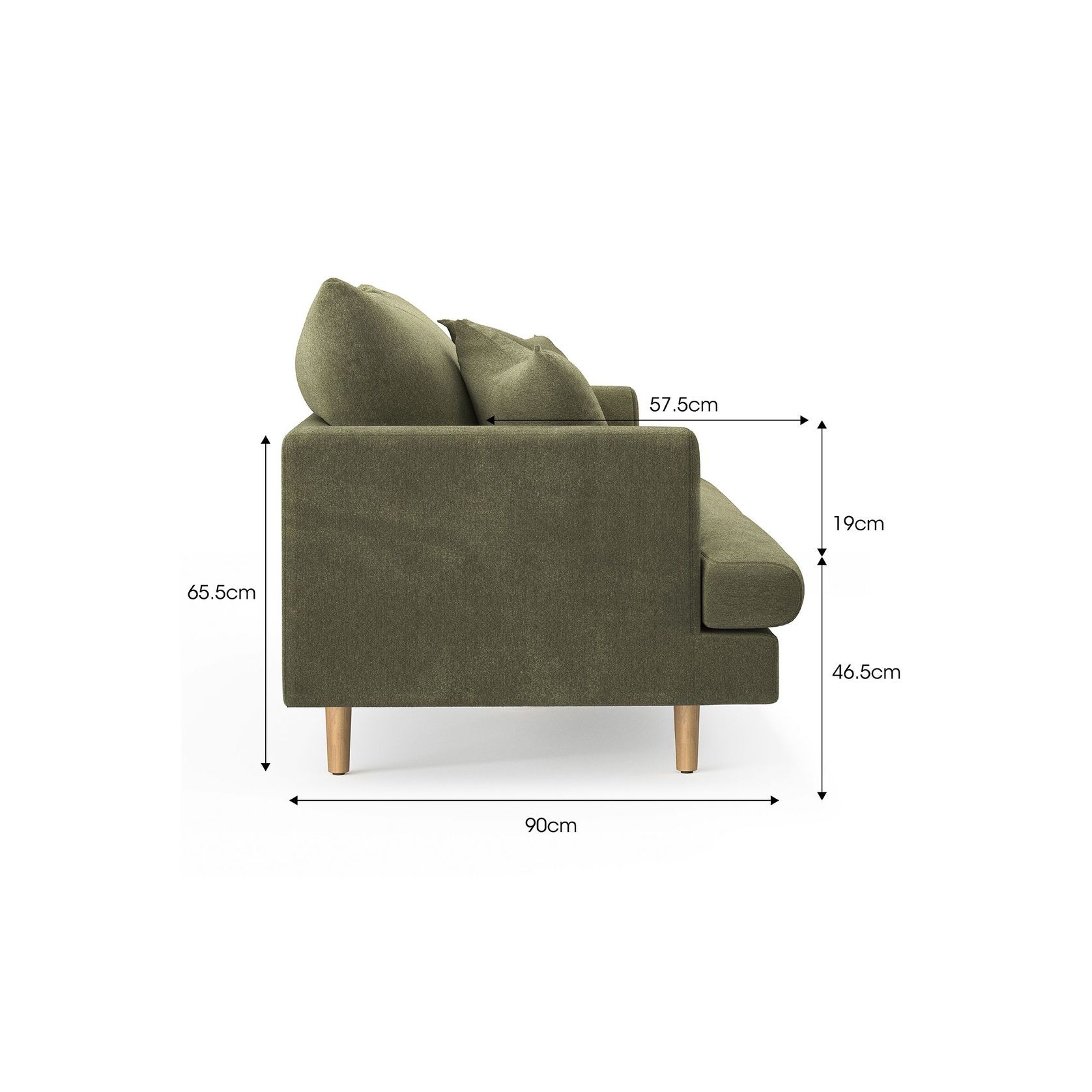 Byron 3 Seater Fabric Sofa | Feather Filled | Wattle Green gallery detail image