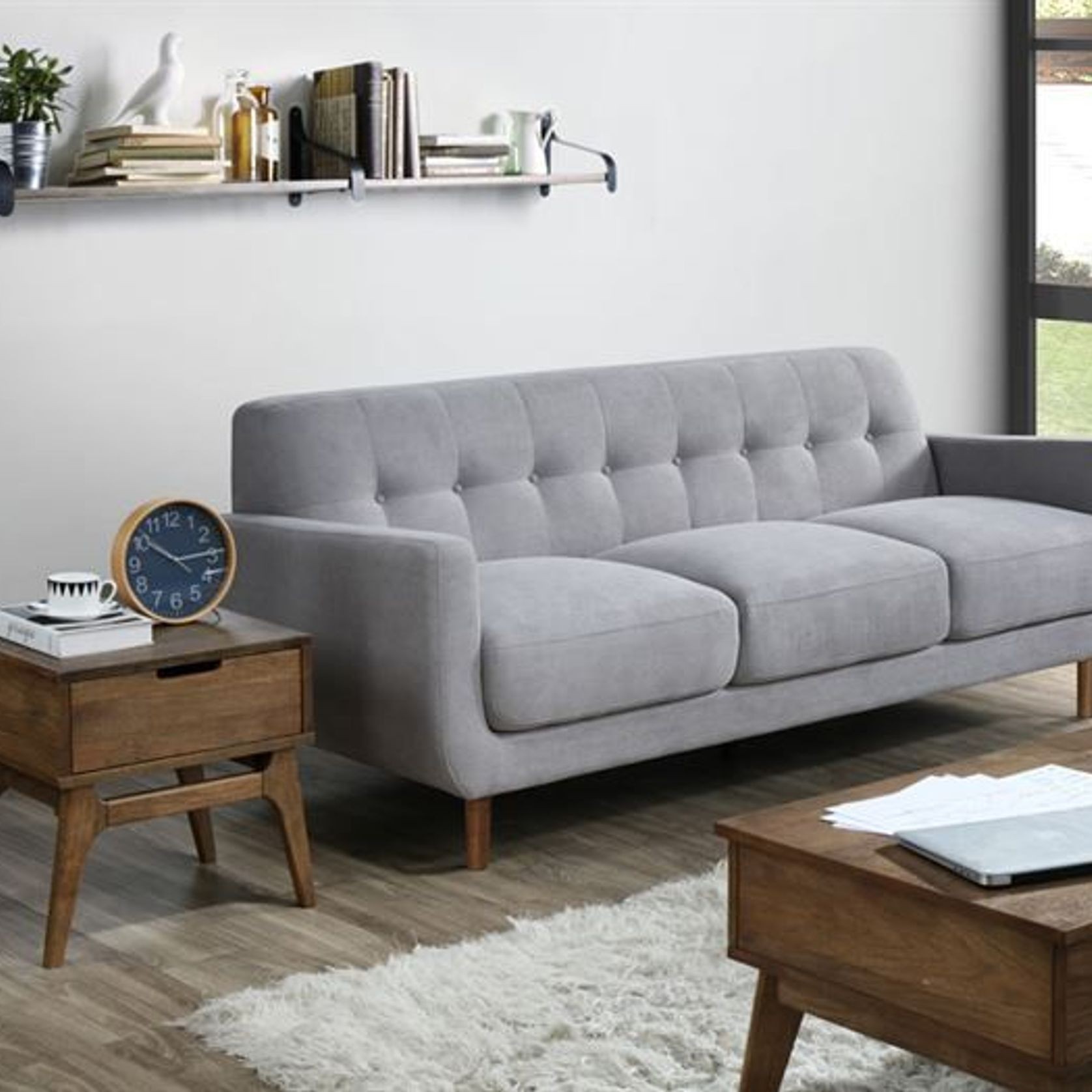 Bella Three Seater Sofa | Couch | Grey Fabric gallery detail image