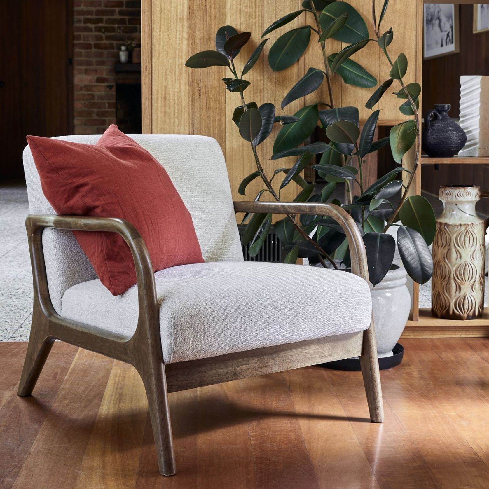 Paris Beige Occasional Chair | Walnut | Hardwood Frame gallery detail image
