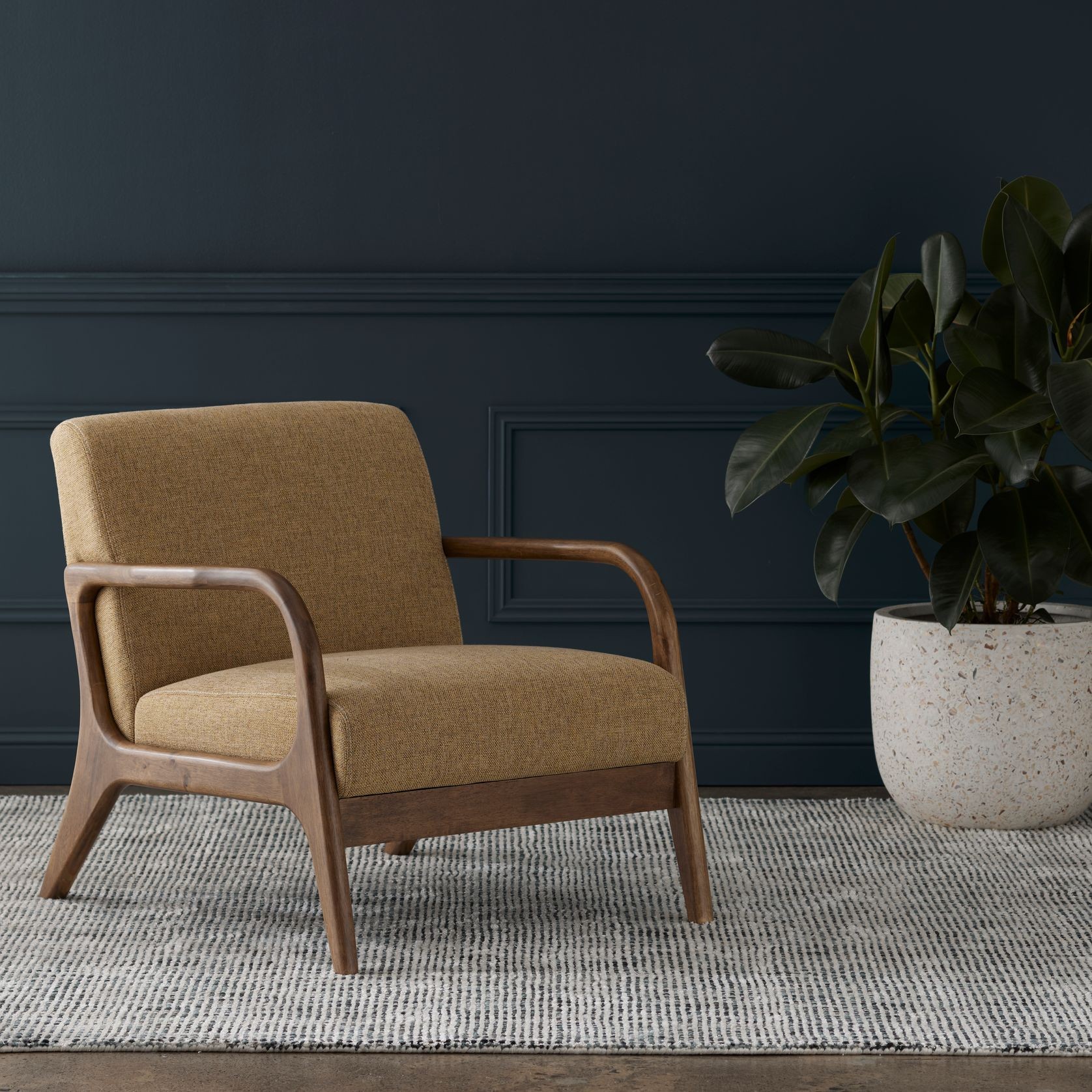 Paris Mustard Occasional Chair | Walnut | Hardwood Frame gallery detail image