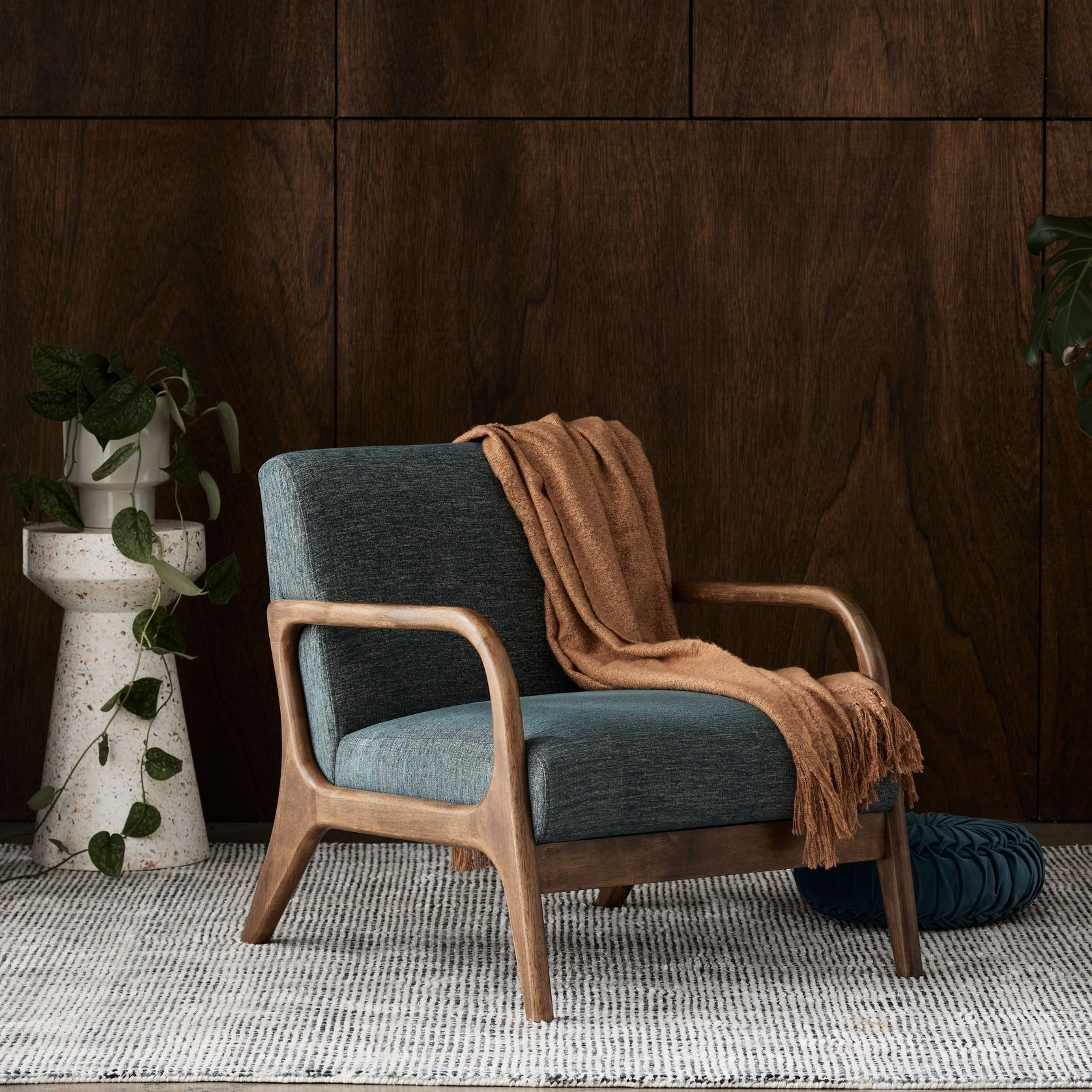 Paris Teal Occasional Chair | Walnut | Hardwood Frame gallery detail image