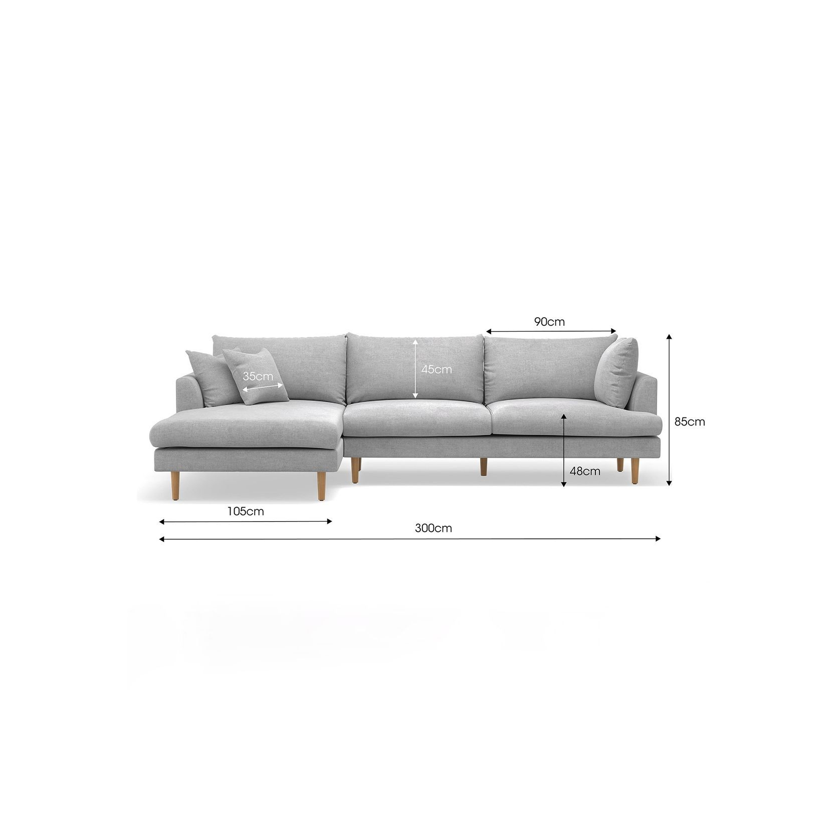 Byron Modular Sofa with Chaise | Dove Grey gallery detail image