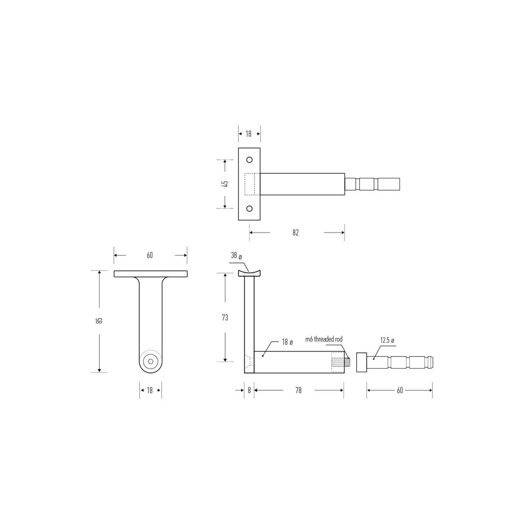 Halliday & Baillie T Stair Rail Bracket HB500 gallery detail image