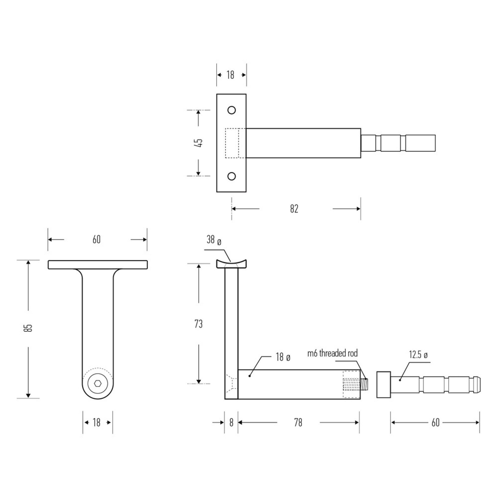 Halliday & Baillie T Stair Rail Bracket HB500 gallery detail image