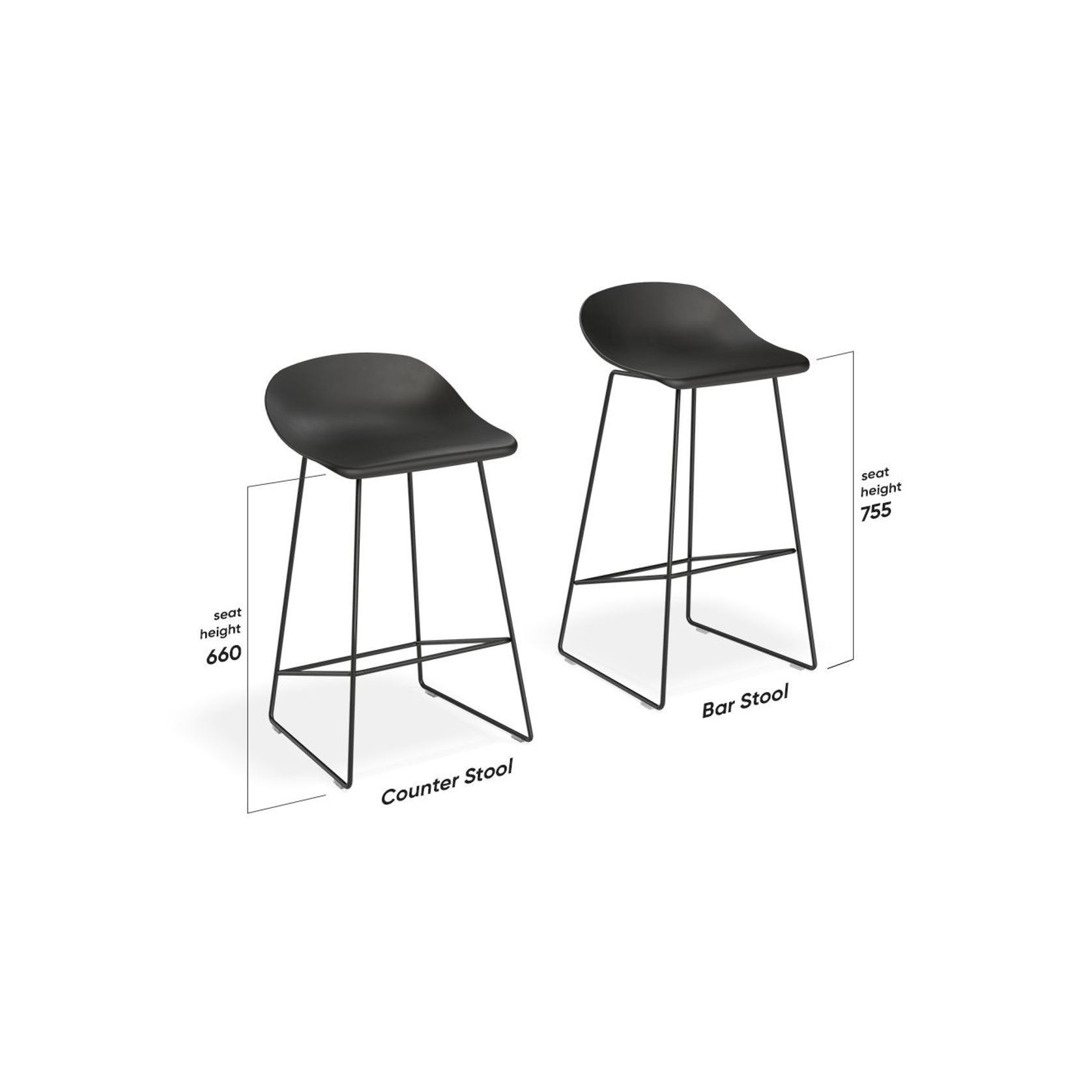 Pop Stool with Black Frame and Upholstered Vintage Grey Seat - 65cm gallery detail image