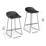 Pop Stool with Black Frame and Upholstered Vintage Black Seat gallery detail image