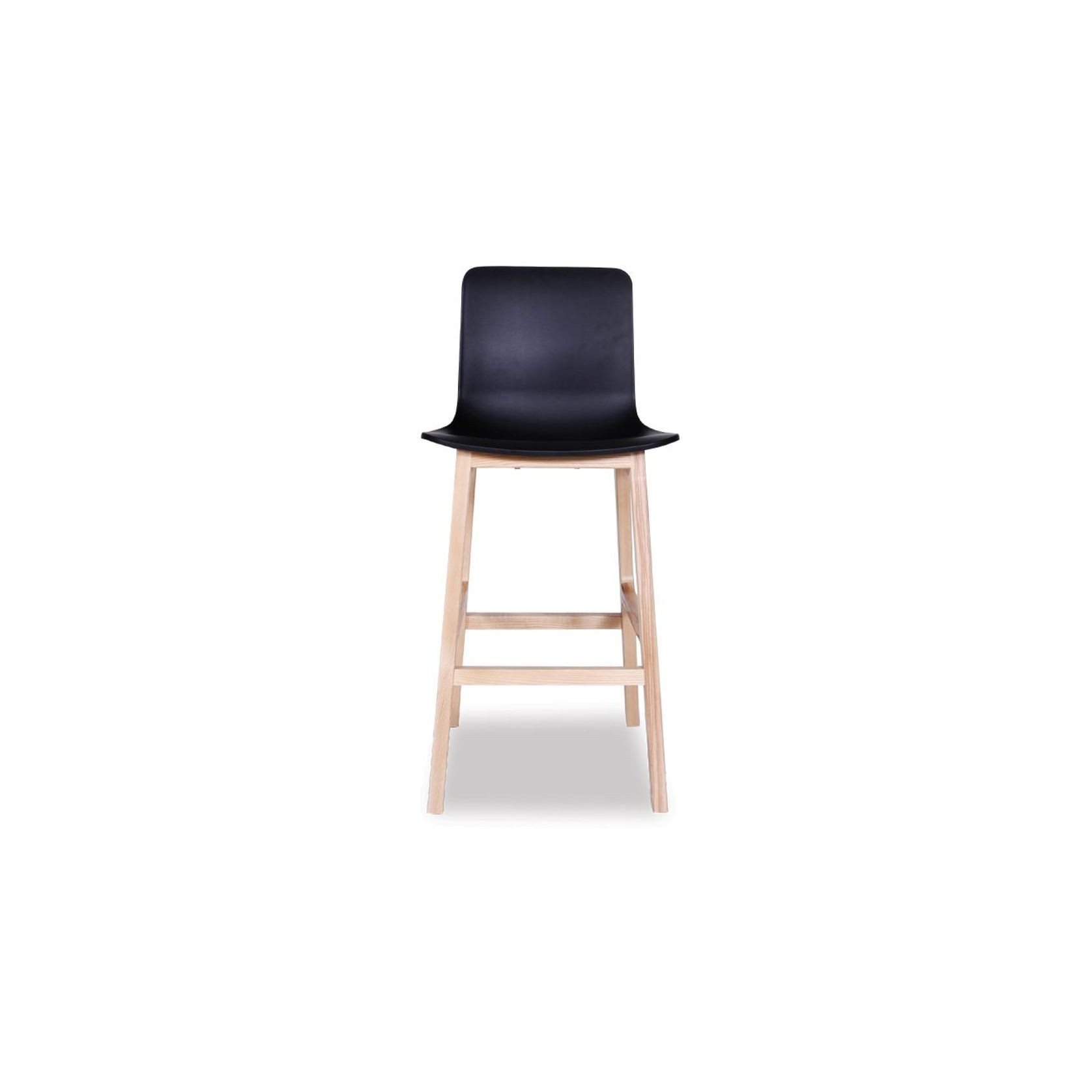 Ara Stool - Natural - Black Shell - Bar Bench Seat Height 74cm  - Black Seat - Natural Ash legs gallery detail image