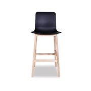 Ara Stool - Natural - Black Shell - Bar Bench Seat Height 74cm  - Black Seat - Natural Ash legs gallery detail image