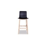 Ara Stool - Natural - Black Shell - Bar Bench Seat Height 74cm  - Black Seat - Natural Ash legs gallery detail image