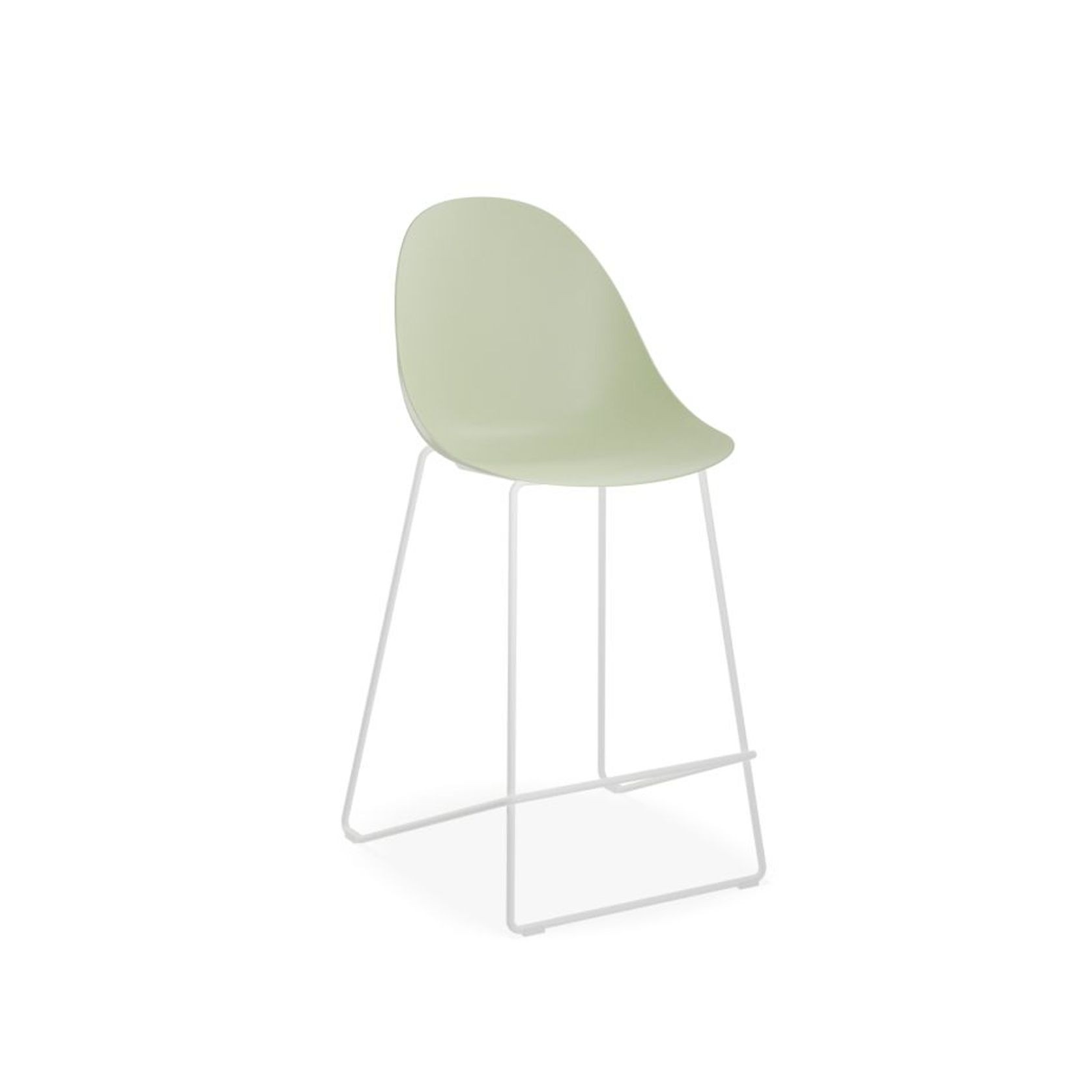 Pebble Mint Green Stool Shell Seat - Counter Stool 65cm Seat - White Base gallery detail image