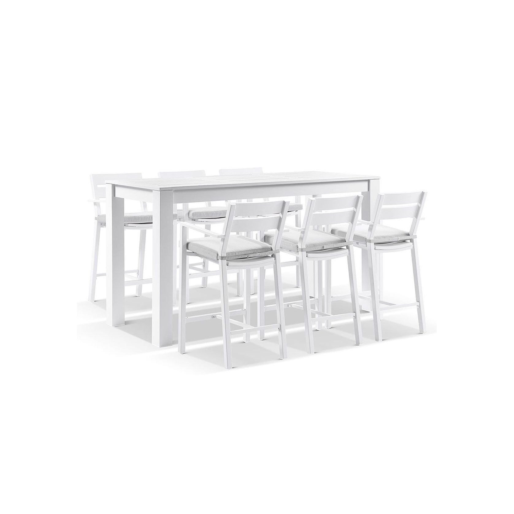 Santorini Aluminium 2m Bar Table with 6 Bar Stools gallery detail image