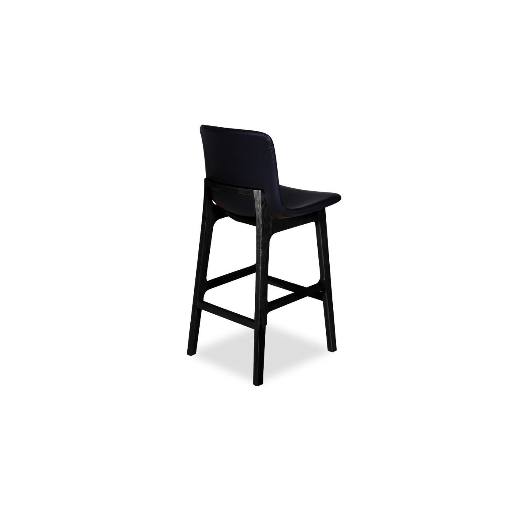 Ara Stool - Black - Black Pad - Kitchen Bench Seat Height 66cm - Black Seat - Black Ash legs gallery detail image
