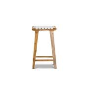 Lazie Leather Strapping Bar Stool | 66cm | Teak & White gallery detail image