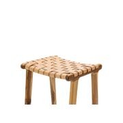 Lazie Leather Strapping Bar Stool | 66cm | Teak & Natural Tan gallery detail image