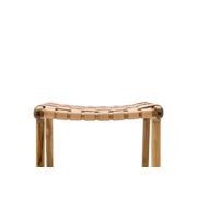 Lazie Leather Strapping Bar Stool | 66cm | Teak & Natural Tan gallery detail image
