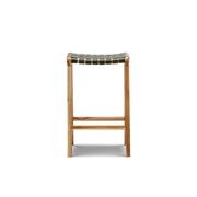 Lazie Leather Strapping Bar Stool 66cm | Teak & Olive gallery detail image