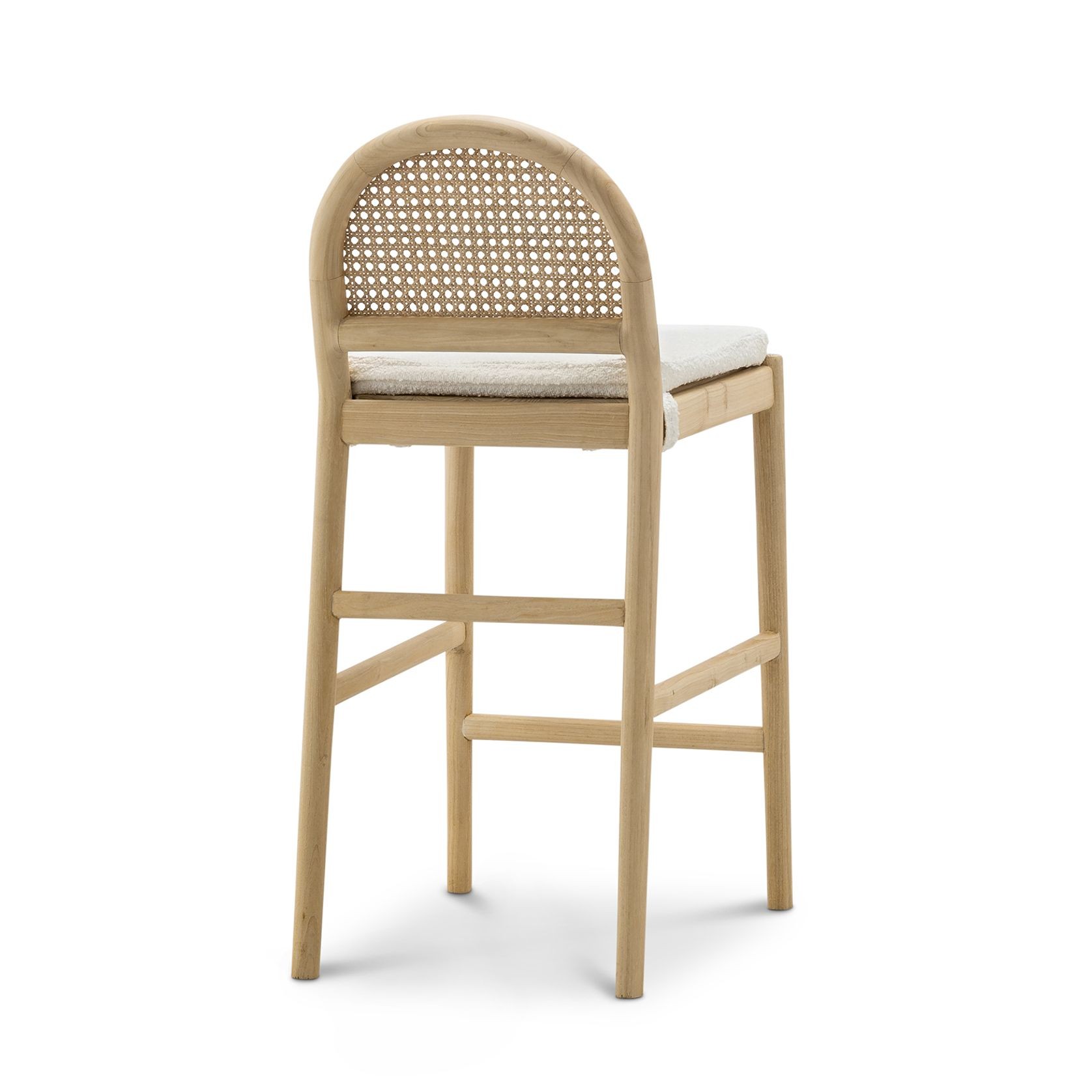 Estelle Rattan Arch Barstool | Cream Bouclé & Natural gallery detail image
