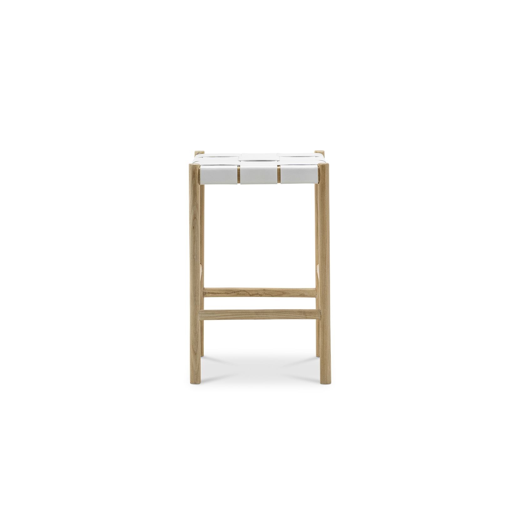 Wes Wide Leather Strap Barstool | 65cm | White gallery detail image