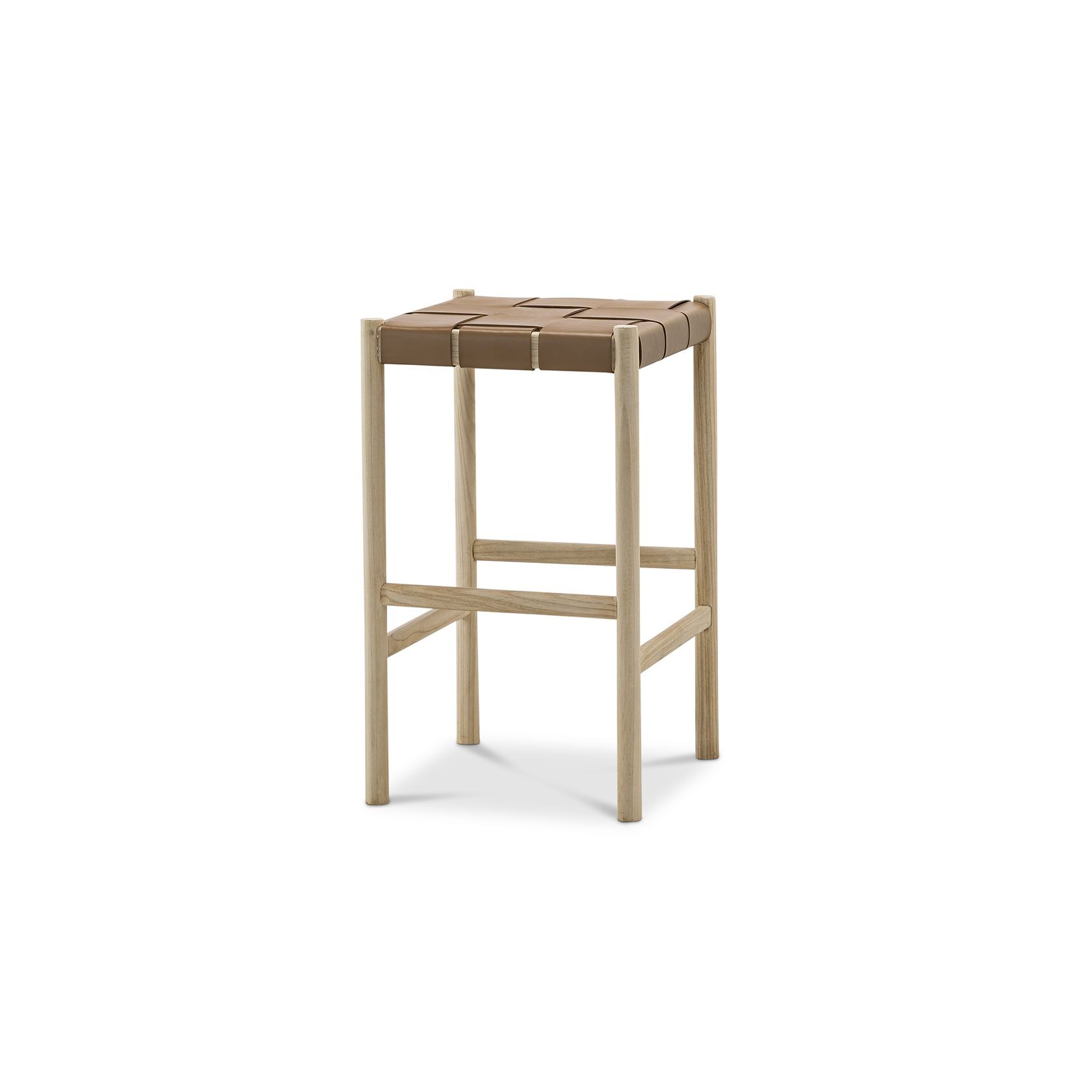 Wes Wide Leather Strap Barstool | 65cm | Taupe gallery detail image