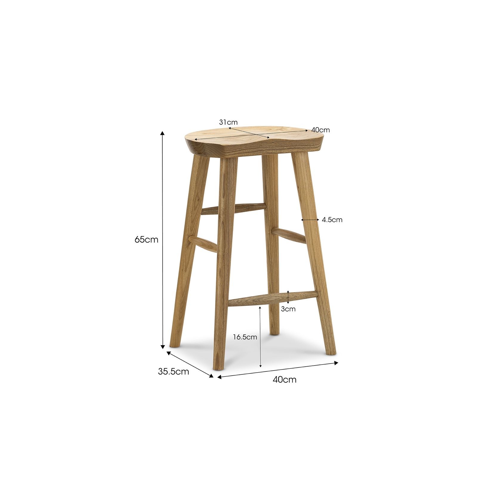 Kuni Tractor Seat Solid Barstool | 65cm | Natural gallery detail image